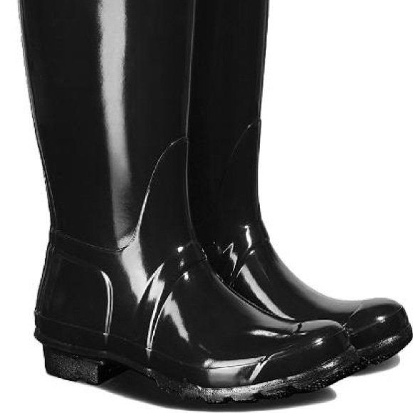 TALL GLOSSY HUNTER RAIN BOOTS (socks included) - Picture 3 of 4